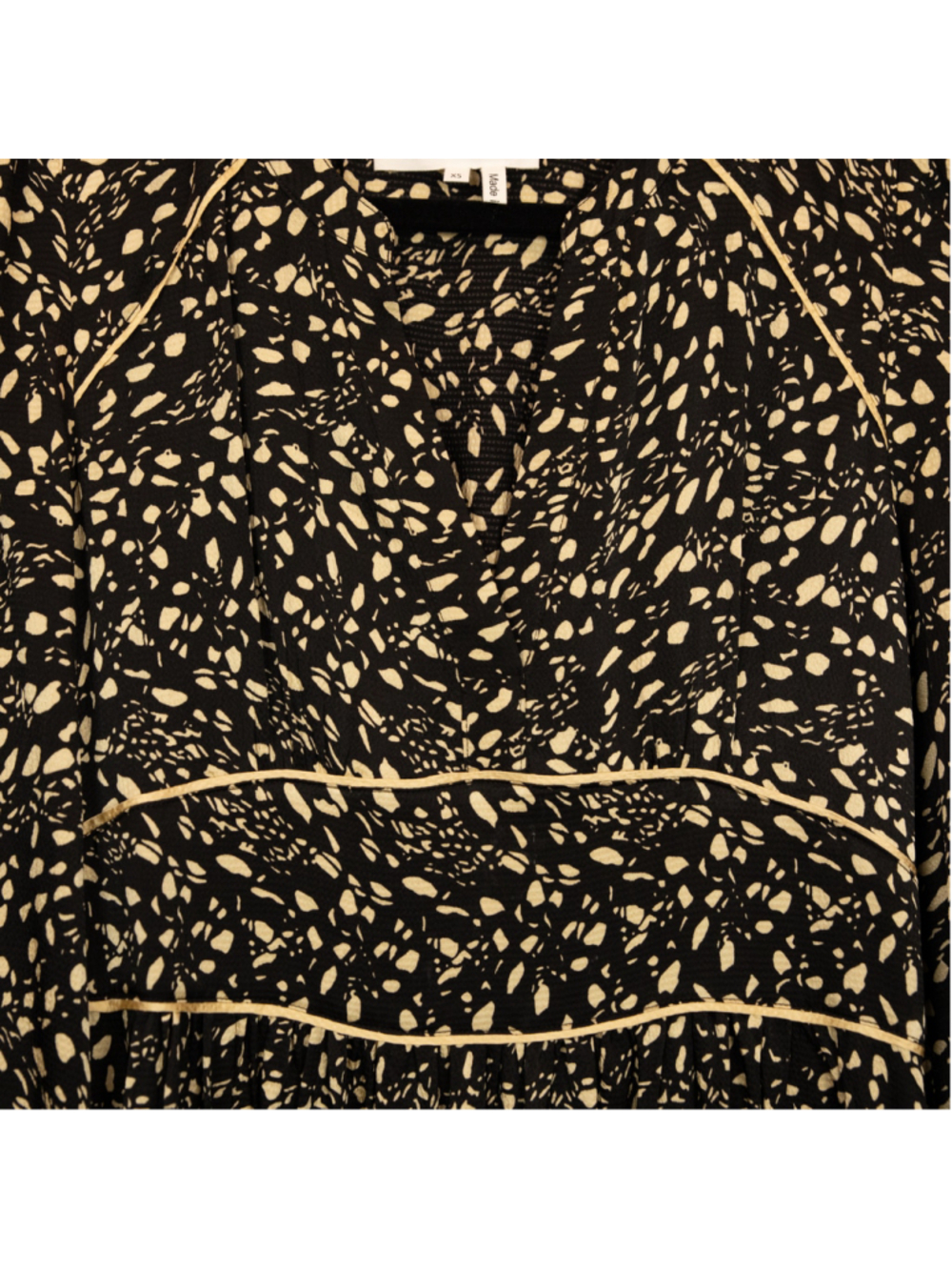 Ba&sh Esme Noir black and beige dot print midi dress-XS - Picture 2 of 5